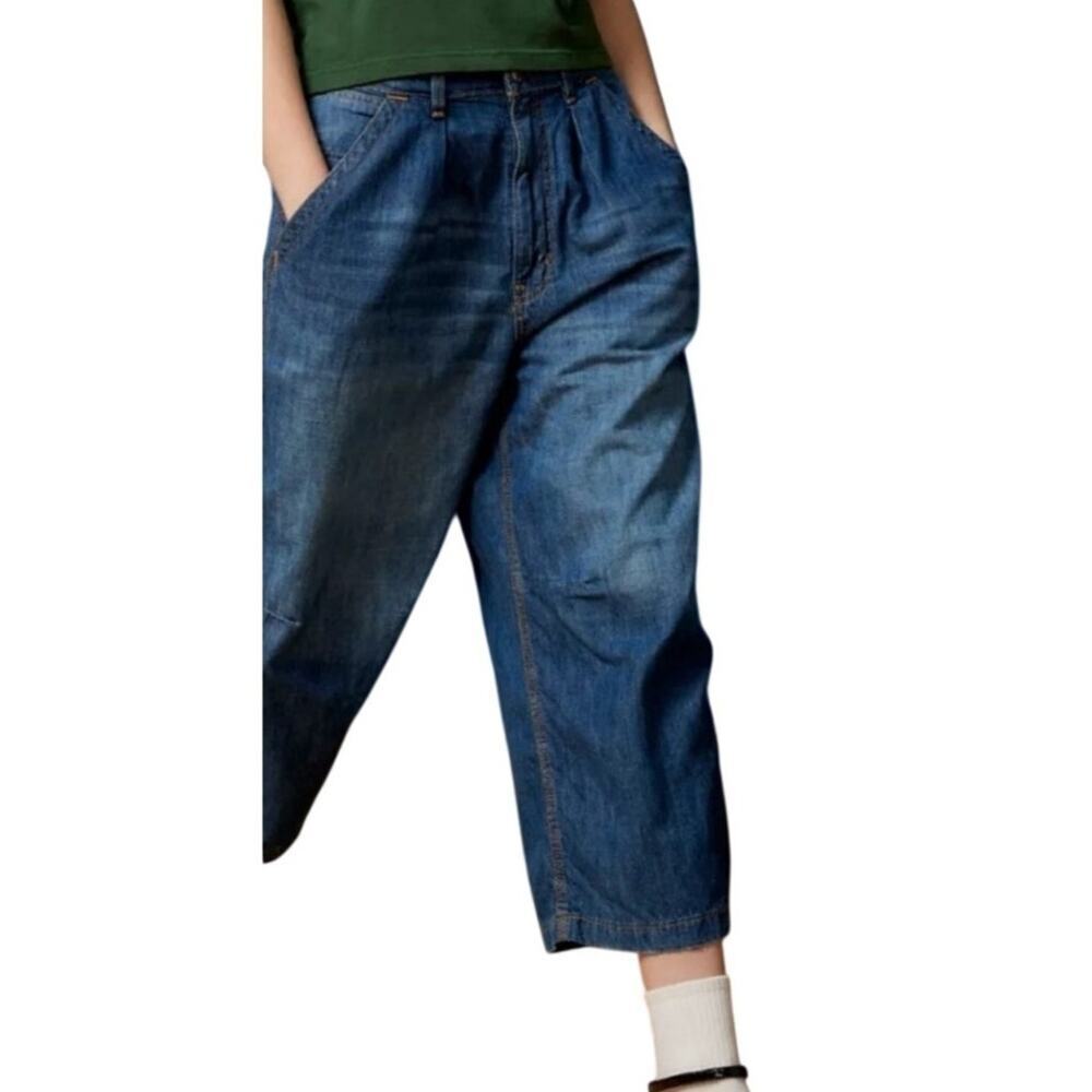 Banana Republic Straight BAGGY Jeans 12 Sz 31 Blue Preppy Lagenlook Boxy Wide
